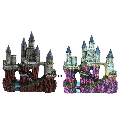 Decor pentru acvariu Castel din rășină Rezervor de pește Driftwood Castel Peșteră Ascunzători Casă Acvariu Accesorii pentru amenajare a teritoriului