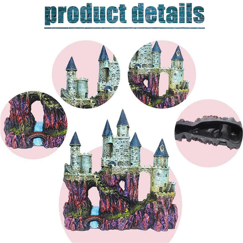 Decor pentru acvariu Castel din rășină Rezervor de pește Driftwood Castel Peșteră Ascunzători Casă Acvariu Accesorii pentru amenajare a teritoriului