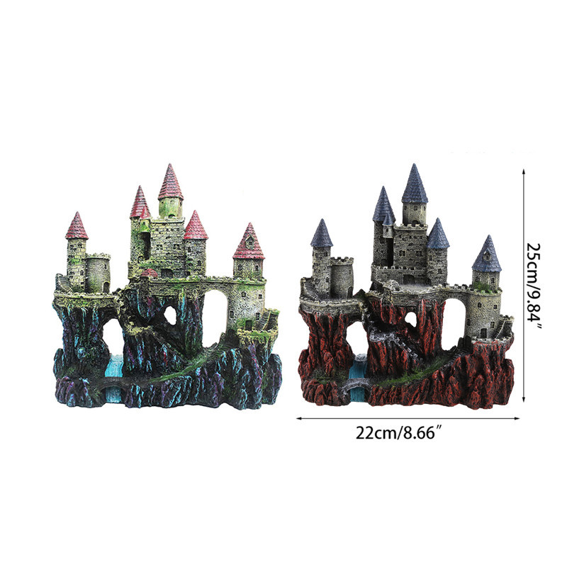 Decor pentru acvariu Castel din rășină Rezervor de pește Driftwood Castel Peșteră Ascunzători Casă Acvariu Accesorii pentru amenajare a teritoriului