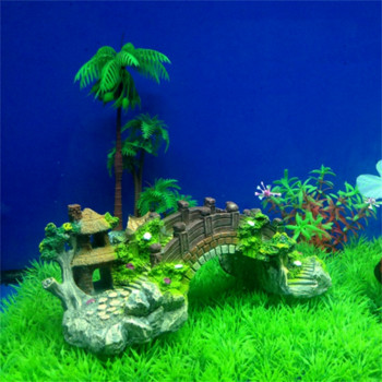 Ενυδρείο Fish Tank Vintage Διακοσμητικά Γέφυρα Τοπίο Στολίδια Περίπτερο Φυτά δέντρων Ρητίνη Σχεδιασμός Pet Supplies Διακοσμήσεις σπιτιού