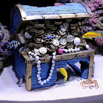 Αξεσουάρ ενυδρείου δεξαμενής ψαριών Κοσμήματα Ρητίνη Hollow Treasure Box Ενυδρείο Καλλωπισμός Δεξαμενή ψαριών Διακόσμηση δεξαμενής ψαριών Χειροτεχνία προμήθειες για κατοικίδια