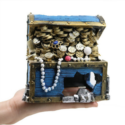 Αξεσουάρ ενυδρείου δεξαμενής ψαριών Κοσμήματα Ρητίνη Hollow Treasure Box Ενυδρείο Καλλωπισμός Δεξαμενή ψαριών Διακόσμηση δεξαμενής ψαριών Χειροτεχνία προμήθειες για κατοικίδια