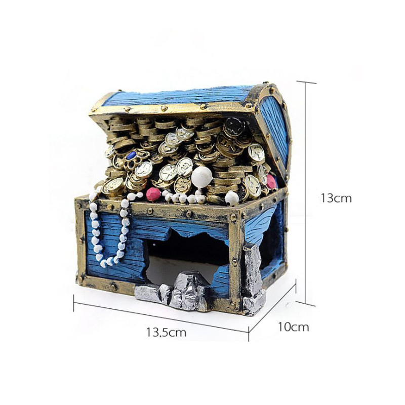 Αξεσουάρ ενυδρείου δεξαμενής ψαριών Κοσμήματα Ρητίνη Hollow Treasure Box Ενυδρείο Καλλωπισμός Δεξαμενή ψαριών Διακόσμηση δεξαμενής ψαριών Χειροτεχνία προμήθειες για κατοικίδια