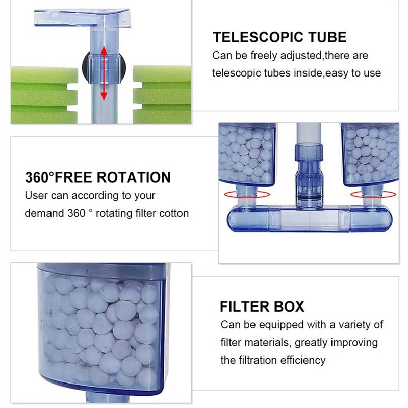 Filter za akvarij, Ultra tihi biokemijski spužvasti filtar za akvarij Fish Tank Zračna pumpa Betta Fry Aquarium Fish Tank Water Fall Double