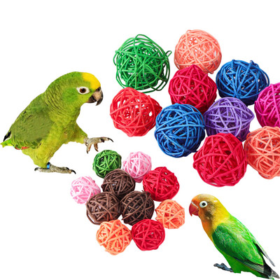 2 τμχ Παιχνίδια με μπάλα παπαγάλου Rattan Παιχνίδια για μάσημα άλεσης πουλιών Διακόσμηση κλουβιού αστεία προμήθειες για κατοικίδια Αξεσουάρ κλουβιού Παιχνίδια πουλιών