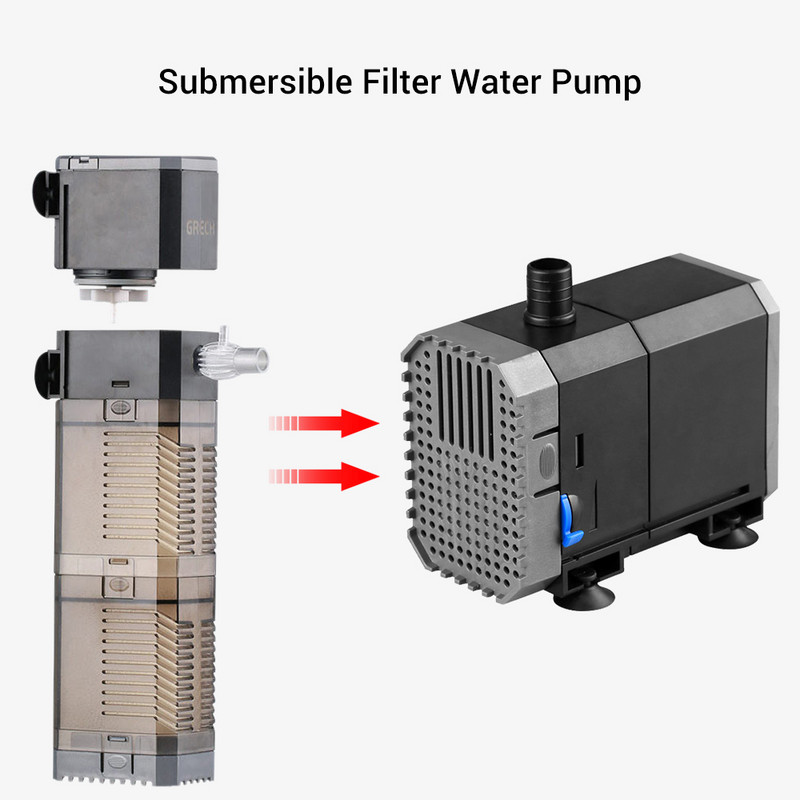 NICREW SUNSUN 4-ühes akvaariumi sukelfilter veepumba õhupumba lainetegija vee tsirkulatsiooni käsnfilter kalapaagi jaoks
