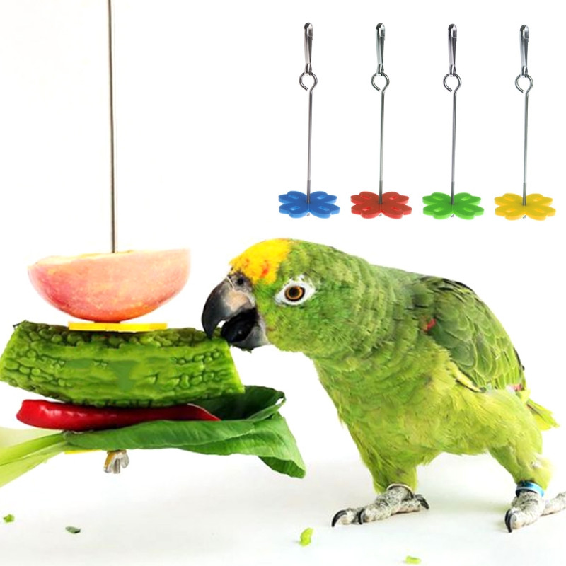 Parrot Fruit Fork Feeding Birds Hang Cage από ανοξείδωτο ατσάλι Σουβλάκι παπαγάλος 2 μεγέθη Drop Ship