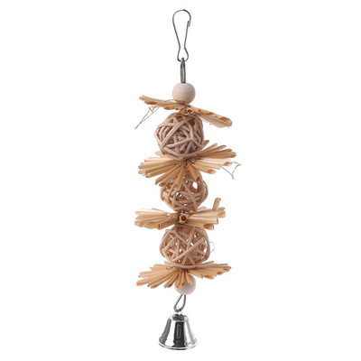 Jucărie de mestecat păsări Cușcă pentru papagali Jucării pentru mușcături Mingi de ratan cu clopot Jucării colorate de divertisment pentru papagali mici și mijlocii