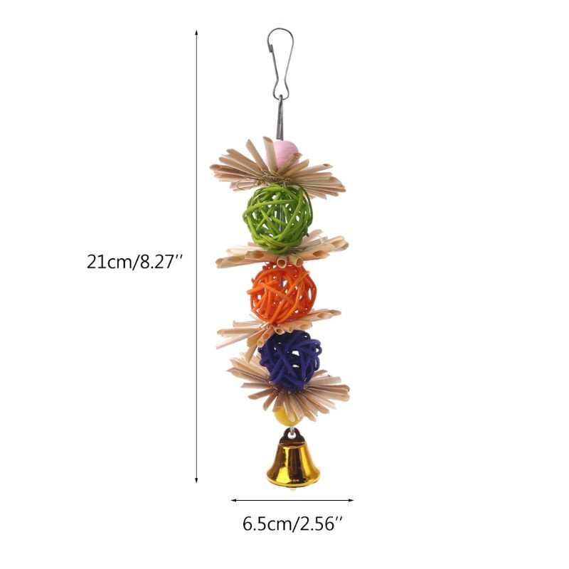 Jucărie de mestecat păsări Cușcă pentru papagali Jucării pentru mușcături Mingi de ratan cu clopot Jucării colorate de divertisment pentru papagali mici și mijlocii