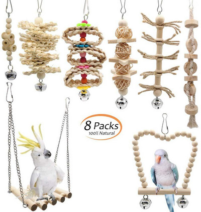 8gab Putnu Rotaļlietas Asaru Aksesuāri Papagailis Swing Rotaļlietas Kāpnes Mājdzīvnieks DIY African Grey Budgie papegaaien speelgoed jouet perroquet