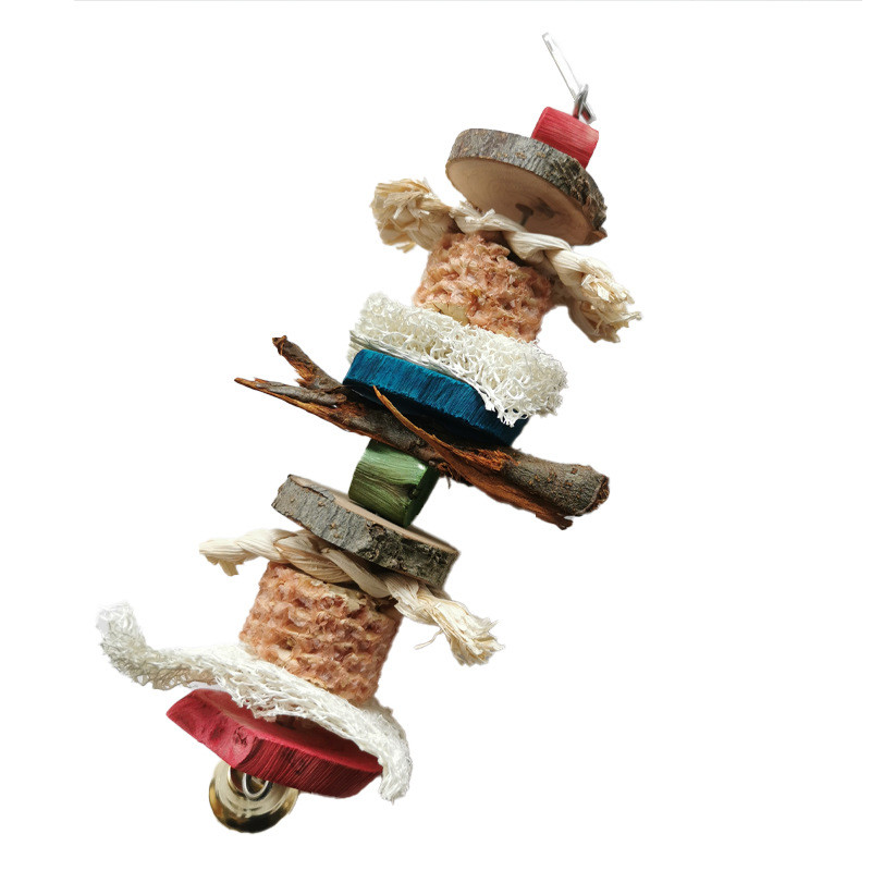 Didelės, vidutinės ir mažos papūgos kąsti žaislas paukščių įkandimo virvelė natūrali kukurūzų burbuolė lufa rąsto žievės vaisių medžio derinys