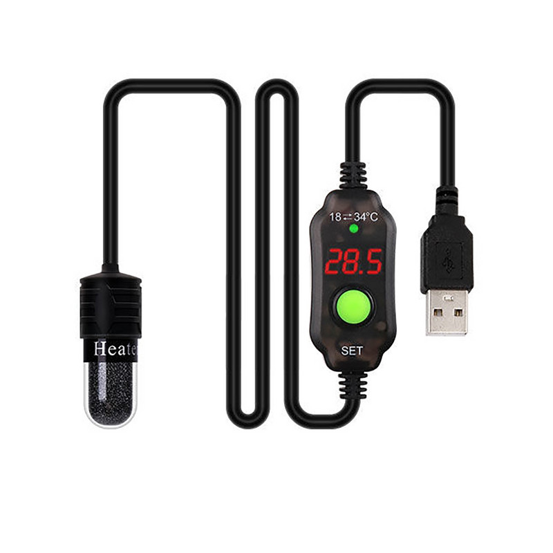 Mini akvārija zivju tvertņu sildītājs USB sildstieņa iegremdējamais termostata sildītājs digitālais LED elektriskās sildīšanas stieņi zivju bruņurupučiem