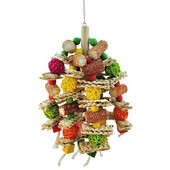 Φιλικό προς το περιβάλλον Παιχνίδι μασήματος πουλιών Ανθεκτικό στις γρατσουνιές Φυσικό ξύλινο παιχνίδι τροφοδοσίας με μπάλα παιχνίδι παπαγάλου κρεμασμένου κλουβιού