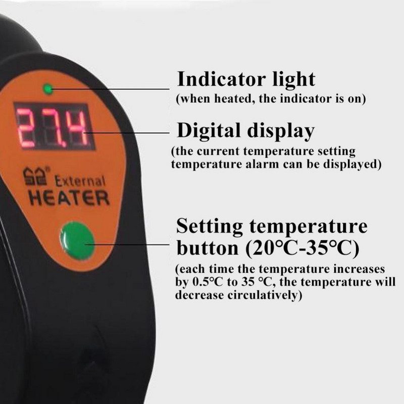 300/500W 220-240V akvārija ārējais sildītājs zivju tvertnē akvārija sildītājs LED displeja sildīšana ārējais ūdens sildītājs ūdens mājdzīvniekam