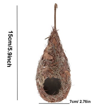 1/2 ΤΕΜ. Bird House Φυσικό γρασίδι Hummingbird Bird Nest Fiber Hand-woven Roosting Nest Bird Hut για διακόσμηση αυλής