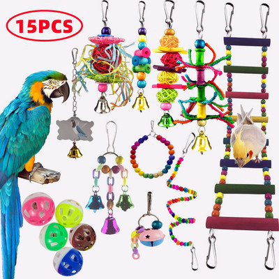 Σετ παιχνιδιών πουλιών χαμηλής τιμής Cockatiel Parrot Αξεσουάρ παιχνιδιού Budgie Perch Stand Parkiet Speelgoed Vogelspeelgoed Bird Toy for Parrot