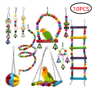 Σετ παιχνιδιών πουλιών χαμηλής τιμής Cockatiel Parrot Αξεσουάρ παιχνιδιού Budgie Perch Stand Parkiet Speelgoed Vogelspeelgoed Bird Toy for Parrot