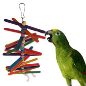 Jucărie papagal, din lemn, mărgele, leagăn de pasăre, cușcă suspendată, amuzant