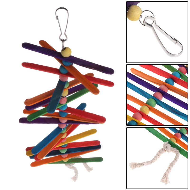 Jucărie papagal, din lemn, mărgele, leagăn de pasăre, cușcă suspendată, amuzant