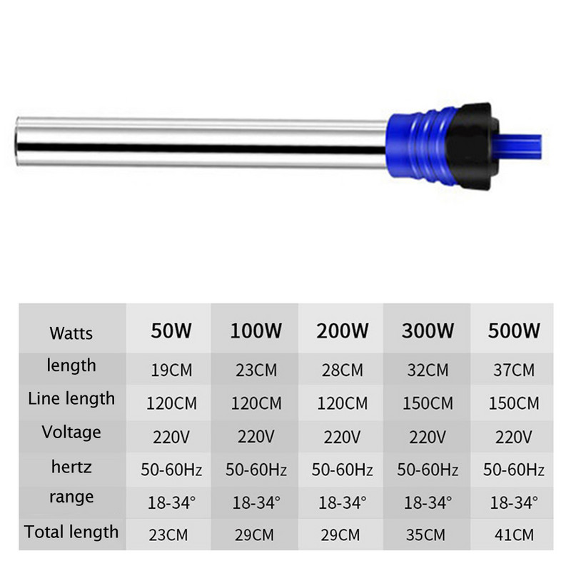 Încălzitor de apă pentru rezervor de pește nou Boiler electric Încălzire apă pentru acvariu, temperatură reglabilă, termostat, tijă submersibilă
