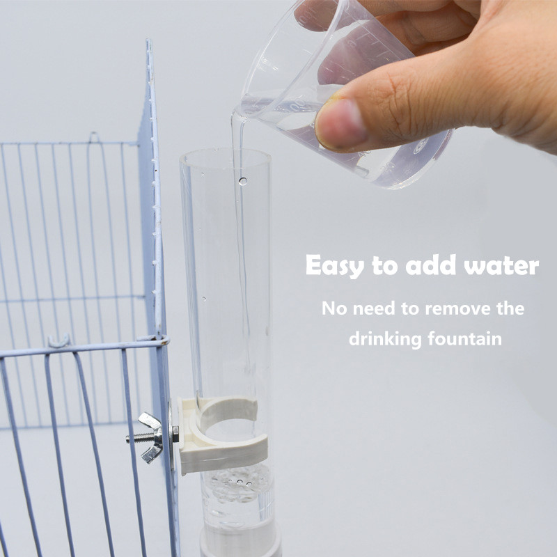 Băutor de papagali din plastic, dozator de sticle de apă, hrănitor, agățat pentru animale de companie, cobai, veveriță, iepure, cap de băut, fântână