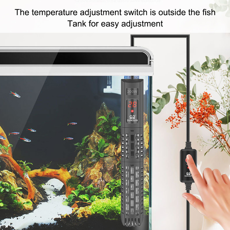 SUNSUN Potopni grijač za akvarij Fish Tank LCD zaslon Digitalni podesivi štap za grijanje vode Konstantna kontrola temperature 500 W
