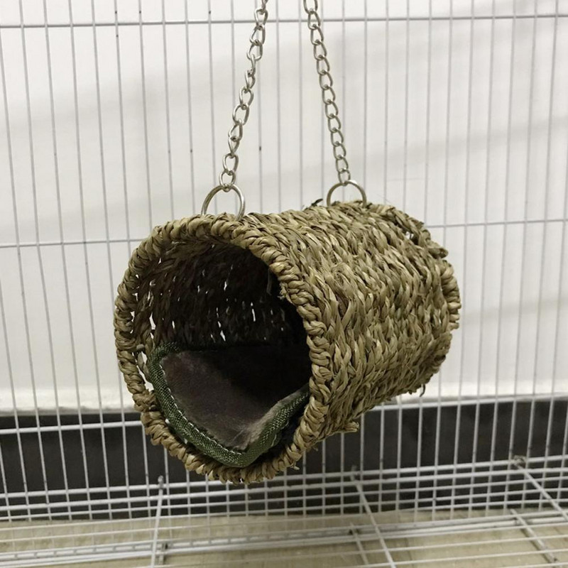 για Bird Sleeping with Mat Warm Hammock Natural Grass Winter Tunnel Κρεβάτι για πουλί