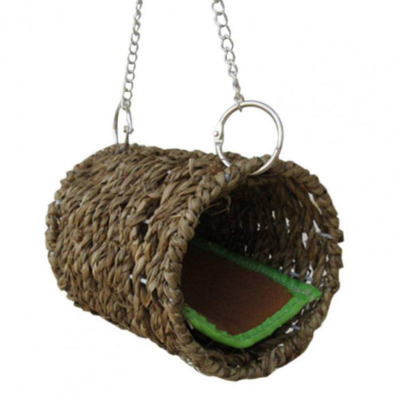 για Bird Sleeping with Mat Warm Hammock Natural Grass Winter Tunnel Κρεβάτι για πουλί