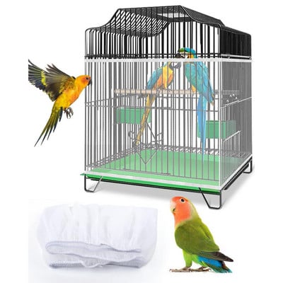 Acoperire cușcă pentru păsări papagal, ajustabilă, universală, elastică, respirabilă, cu plasă elastică, acoperire cu plasă antipraf.