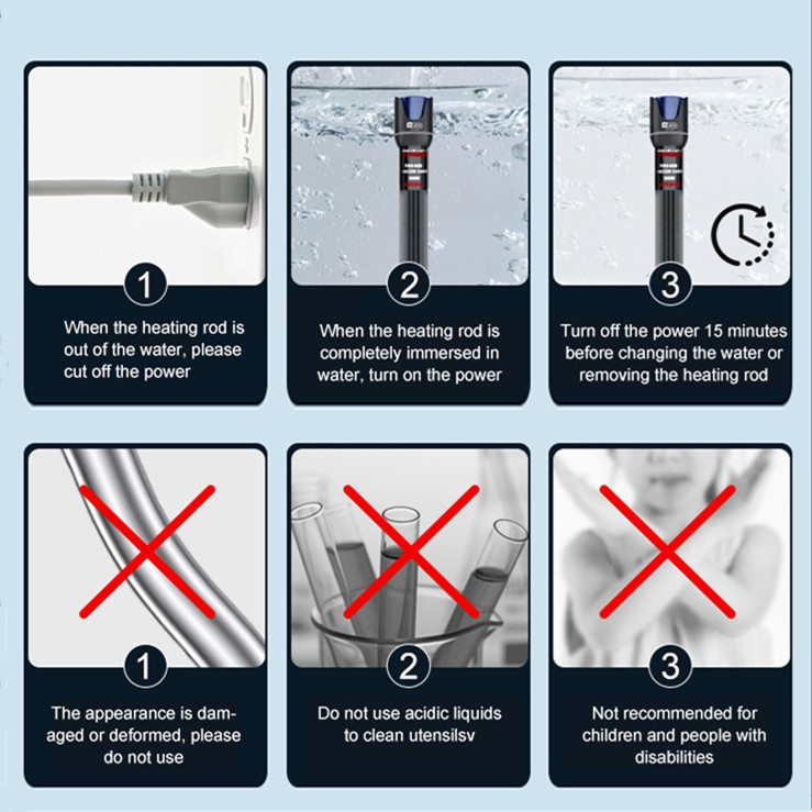 Tub de încălzire cu cuarț din oțel inoxidabil Termostat de apă submersibil pentru acvariu 50W/100W/200W/300W Tija de încălzire pentru rezervor de pește 18~32℃