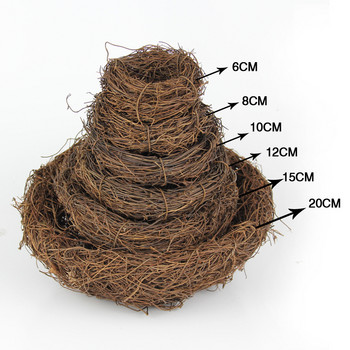 Στρογγυλό Rattan Bird Nest Πασχαλινό Χειροποίητο DIY Craft Vine Simulation Bird Nest Egg Decor Props Σπίτι Κήπος Παράθυρο σπιτάκι πουλιών