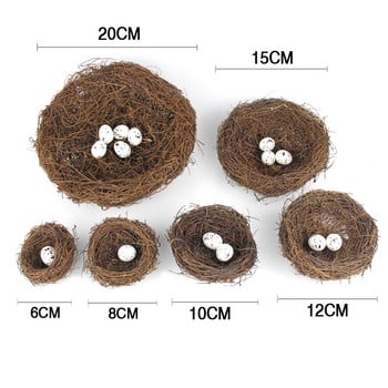 Στρογγυλό Rattan Bird Nest Πασχαλινό Χειροποίητο DIY Craft Vine Simulation Bird Nest Egg Decor Props Σπίτι Κήπος Παράθυρο σπιτάκι πουλιών