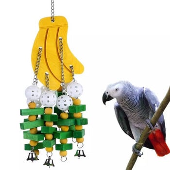 Bird Parrot Toys Bird Swing Toys с цветни дървени мъниста банани и ябълки китки за Budgie Lovebirds Conures играчки за птици