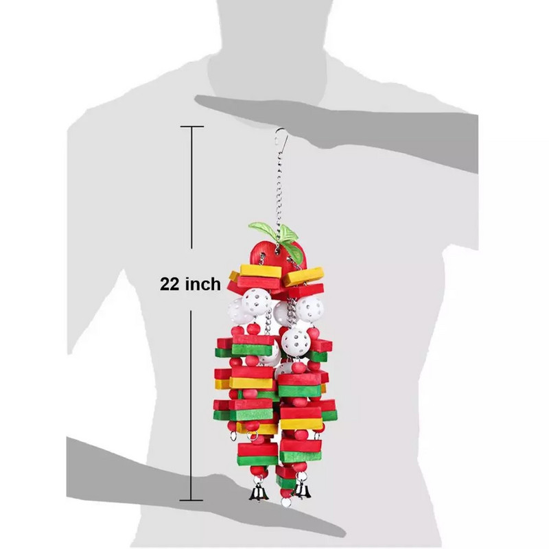 Linnupapagoi mänguasjad Linnukiiged mänguasjad värviliste puidust helmestega banaanide ja õunakobaratega Budgie Lovebirds Conures linnumänguasjadele