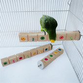 Parrots Perches Stand 19,5/29/33,5cm Ξύλινα Παιχνίδια Εκπαίδευσης Πουλιών με Πολύχρωμα Μασώμενα σφαιρίδια Πολυλειτουργικά παιχνίδια Pet Birds