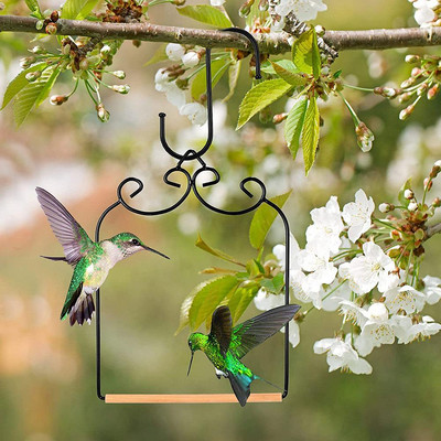 Hummingbird Standing Swing Metal Frame With Wooden Dowel Yard Decoration Garden Art For Perching