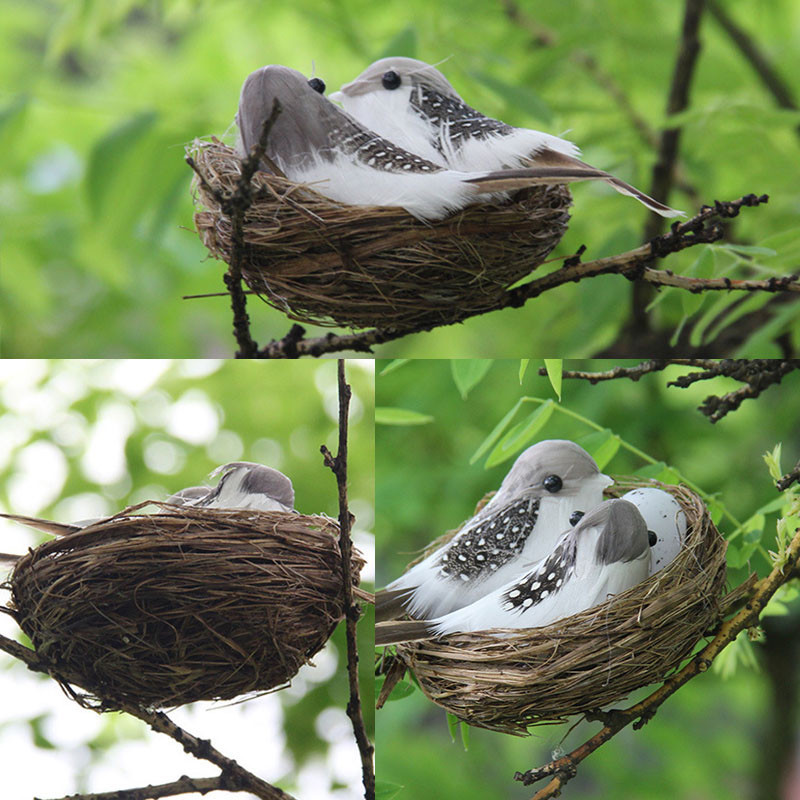 1 set Emulacija ptičjeg gnijezda, ukrasno jaje u kavezu, vanjski dekor, tkanje, viseće kućice za ptice za vrt, terasu, pozadinski rekviziti za travnjak