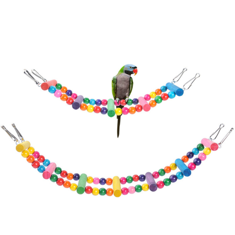Παπαγάλος Σκάλα Αναρρίχησης Παιχνίδι Πουλί κατοικίδιων ζώων Ανάρτηση Εκπαίδευσης Γέφυρα Έγχρωμη άσκηση Μπάλα Ξύλο Molar Toy Budgerigar Supplies Cockatiel