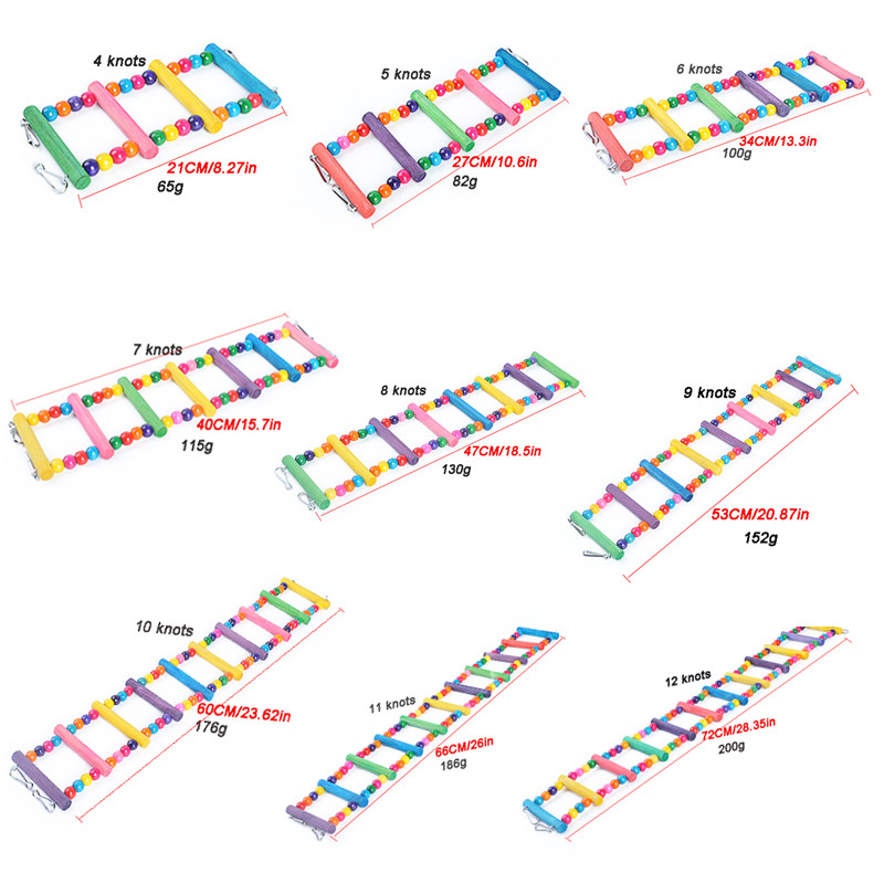 Παπαγάλος Σκάλα Αναρρίχησης Παιχνίδι Πουλί κατοικίδιων ζώων Ανάρτηση Εκπαίδευσης Γέφυρα Έγχρωμη άσκηση Μπάλα Ξύλο Molar Toy Budgerigar Supplies Cockatiel