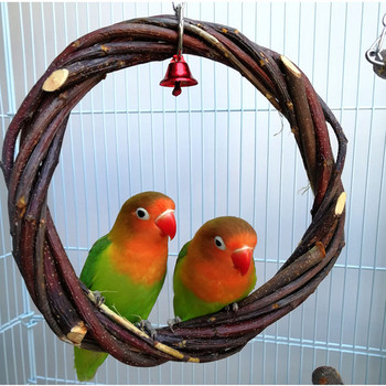 Пръстен за папагал Птица Люлка Ябълков клон Плетен пръстен Поставка за птици Пръстен от ратан Играчка за хапане Клетка за птици