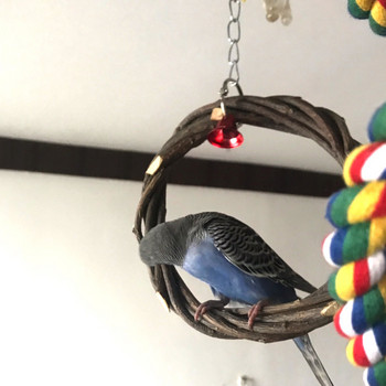 Пръстен за папагал Птица Люлка Ябълков клон Плетен пръстен Поставка за птици Пръстен от ратан Играчка за хапане Клетка за птици