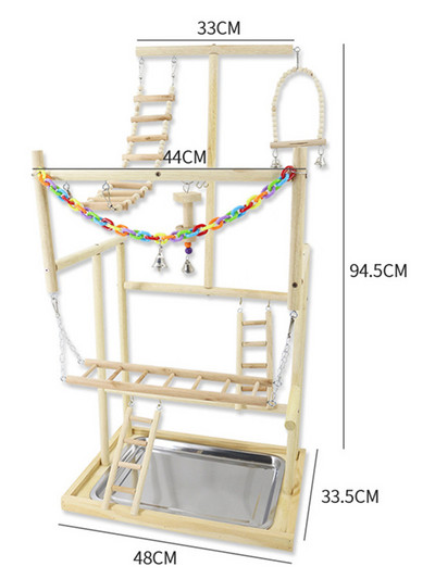 Παιδική χαρά Wood Parrot Bird Playstand Perchers Cockatiel Playgym with Swing Ladders Feeder Bite Toys Lovebirds Activity Center