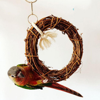 Parrot Natural Rattan Δαχτυλίδι Κρεμαστά Παιχνίδια Κούνιας Πέρκα Παιχνίδια μασήματος Παιχνίδια Αξεσουάρ κλουβιού πουλιών Προμήθειες για κατοικίδια