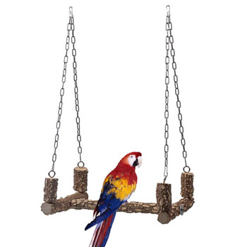 Bird Swing για κλουβί 15 ιντσών Parrot Perch Φυσικό ξύλο Παιχνίδι πουλί Parakeet Παιχνίδια μασήματος για μεγάλα πουλιά Macaws Cockatiels