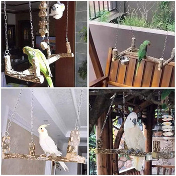 Bird Swing για κλουβί 15 ιντσών Parrot Perch Φυσικό ξύλο Παιχνίδι πουλί Parakeet Παιχνίδια μασήματος για μεγάλα πουλιά Macaws Cockatiels