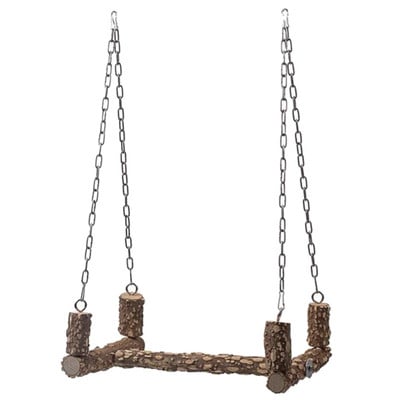 Bird Swing for Cage 15 Inches Parrot Perch Natural Wood Bird Toy Parakeet Chew Toys for Large Birds Macaws Cockatiels