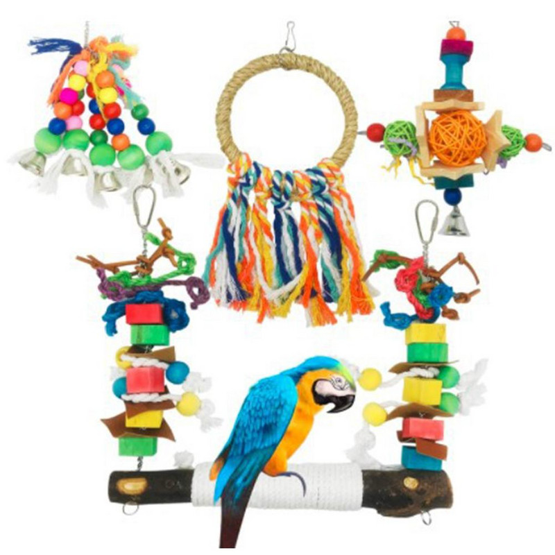 Paukščių Papūgos Žaislai Sūpynės Kabantys Paukščių narveliai Priedai Žaislas Ešerys Kramtomieji Žaislai Parakeets Cockatiels Lovebirds Conures Budgie