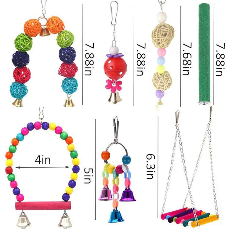 Set de jucării pentru păsări, 12 buc. Jucării de mestecat papagal, pod suspendat, jucărie, stație, set combinat, jucării, accesorii pentru cuști de păsări