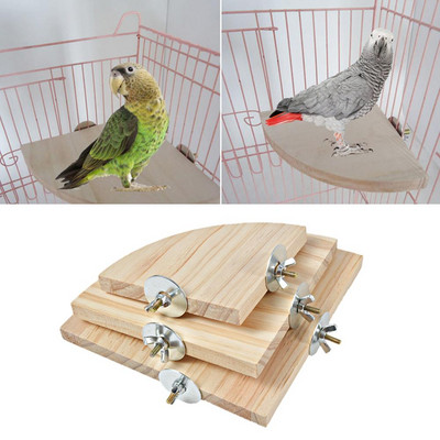 Suport cu platformă din lemn, biban în formă de evantai, cușcă de păsări, jucării pentru hamster papagal chinchilla veveriță