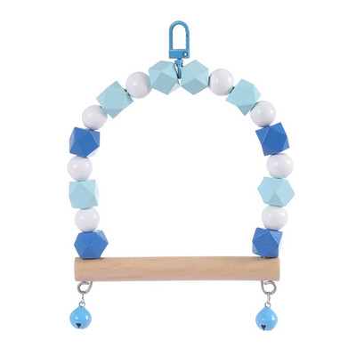 Q1JA paukščių sūpynės žaislas medinis stovas ešerys, papuoštas spalvotais karoliukais narvelio priedais